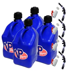 VP Racing 4-Pack Motorsports Container 5 Gallon Jug with Deluxe Hoses, Hose Benders and Ball Valves in Multiple Colors for Racing Enthusiasts Durable Design Ideal for Racing Enthusiasts