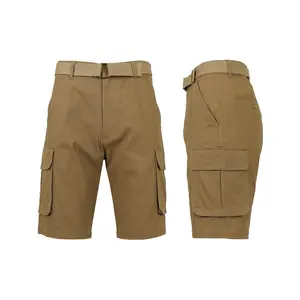 Trail  Men's Cotton Stretch Ripstop Cargo Shorts 6 pockets  With Belt Soft Outdoor