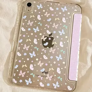 Full Screen Color Butterfly Tablet Case For iPad Pro11 2024/10.9/Air4/5/6/10/10th/9.7/10 Sleep/Wake