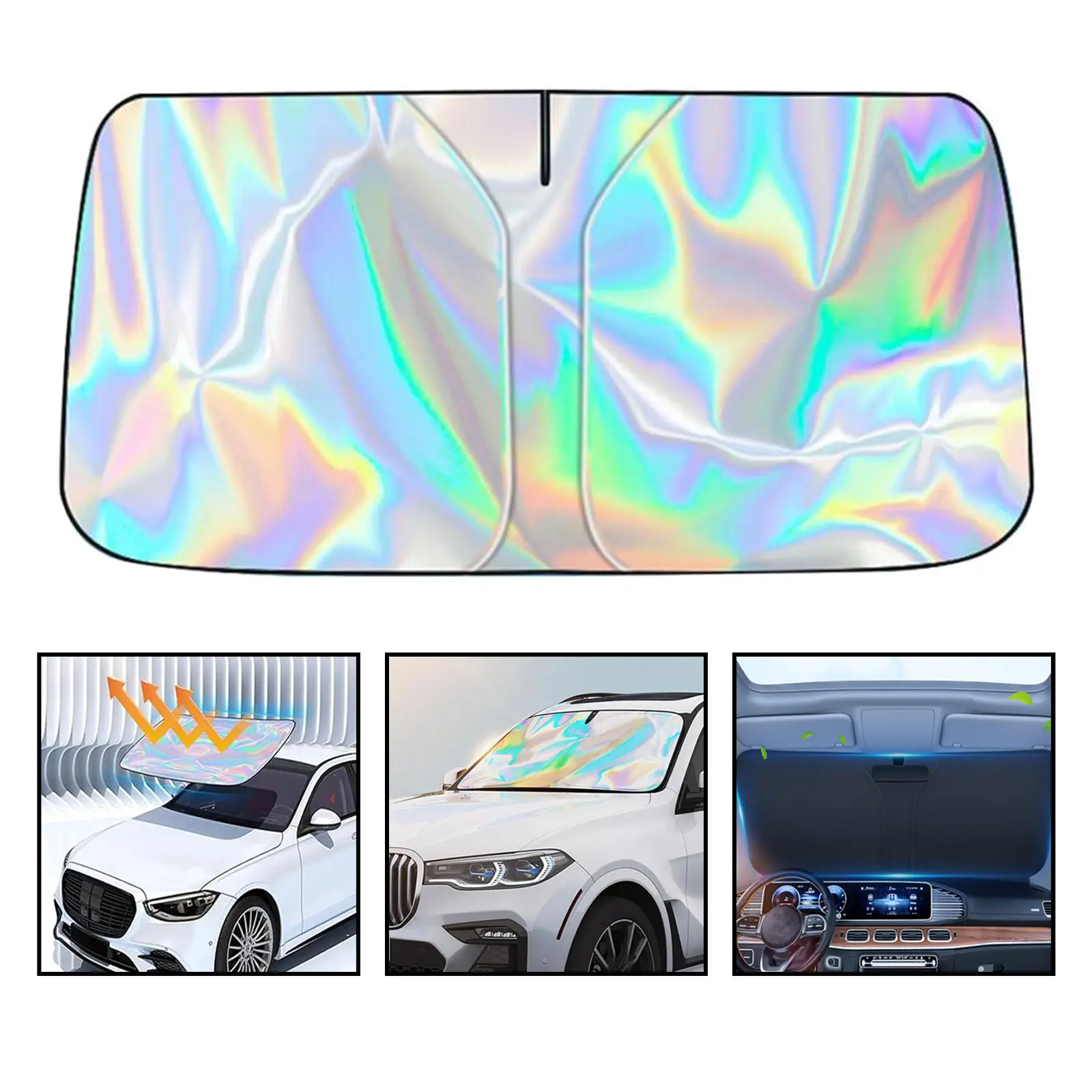Laser Car Windshield Sun Shade,57x29.5 in Reflector Sunshade Offers Ultimate Protection for Car Interior,Reflective Design UV Protection Heat Isolatio
