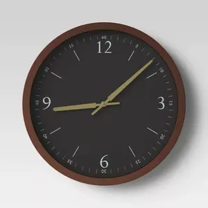 20" Walnut Woodgrain Wall Clock Black - Project 62