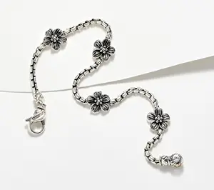 JAI Sterling Silver Symbols of Love Box Chain Station Bracelet