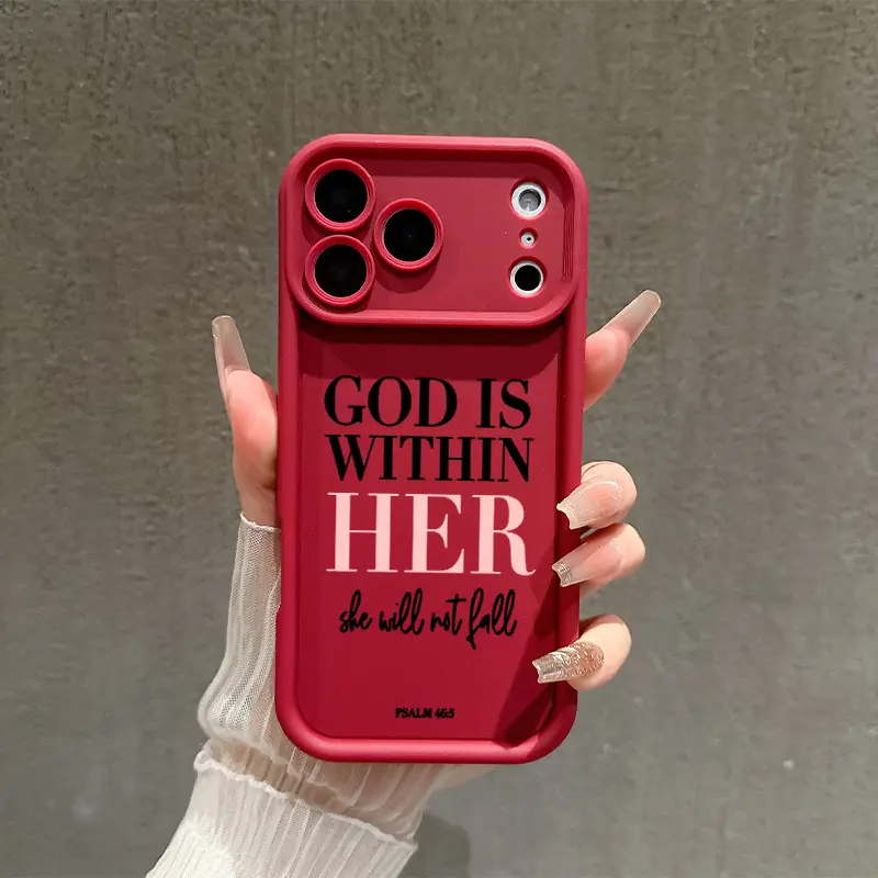 Aesthetic "God is Within Her" Pattern TPU Shockproof Cellphone Case - Lightweight Soft Silicone, Fully Protected, Multi-Model Fit for iPhone 17,16,15 Pro Max,14,13,12,11 Plus Air Mobile Phone Accessory, Smartphone, Handheld