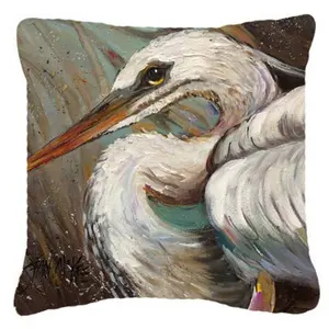 212 MAIN White Egret Decorative Pillow - Heavy-Weave Polyester Fabric, Fade-Resistant Bird Artwork, Indoor/Outdoor Soft Furnishing Cushion, Bedroom Decorative Accessories