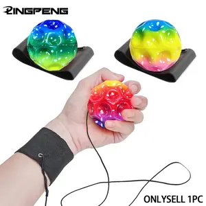 Fashion Colorful Bouncy Balls with Wristband Rubber Wrist Ball High Elasticity Hole Ball Stress Relief Ball