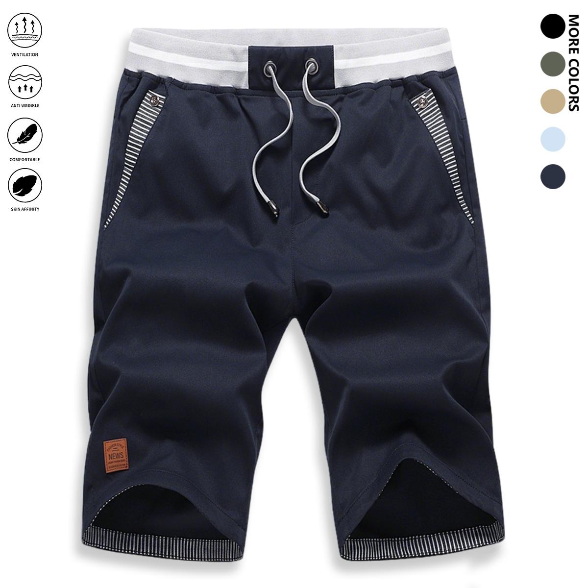 Men’s casual shorts: loose straight-leg summer shorts (6/10 length); light luxury feel. Summer loose 6/10 casual shorts—wear one pair all summer. Versatile men’s 6/10 shorts.