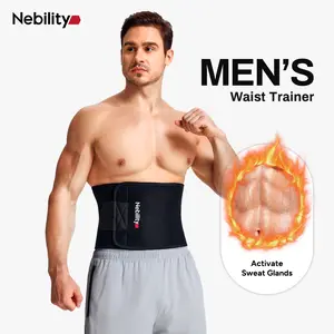 【Nebility】Men’s Waist Trainer Fitness Belt – Sweat-Activating Waist Trimmer with Support, Core Temperature Boost, Lumbar Support & Adjustable Velcro Fit