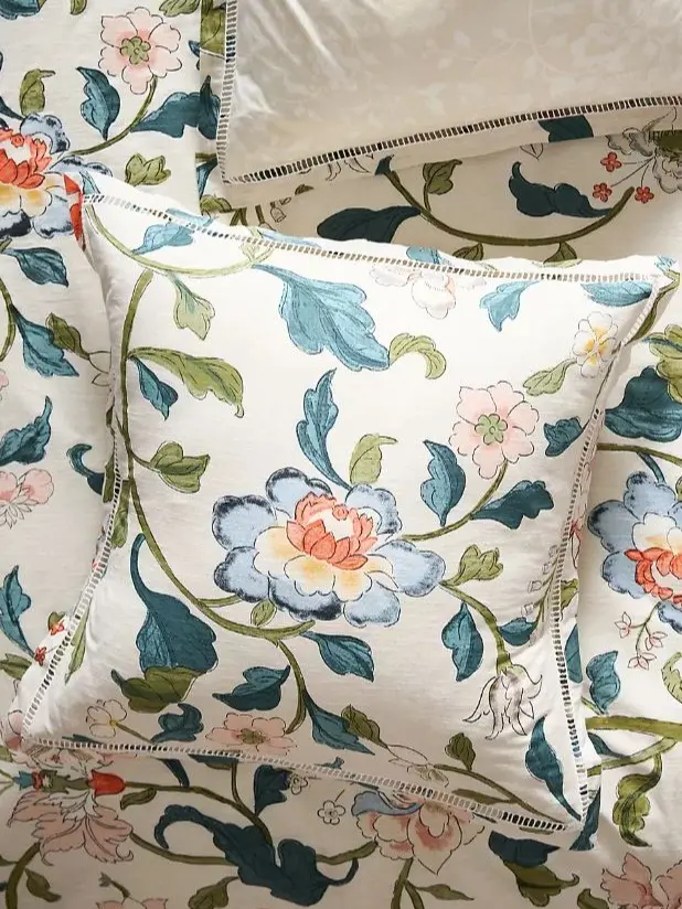 Pillows are made from coarse cotton fabric with soft printed patterns, perfect for decorating your bedroom.