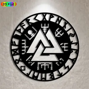 1pc Viking Rune Metal Wall Art, Intricate Valknut Statue Mural, Ideal Gift for New Year, Christmas, Norse Mythology Enthusiasts, Rust-Resistant Metal Wall Decor Wall Sculptures, Perfect for Living Room Wall & Garden Fence, Authentic Nordic Heritage Decor