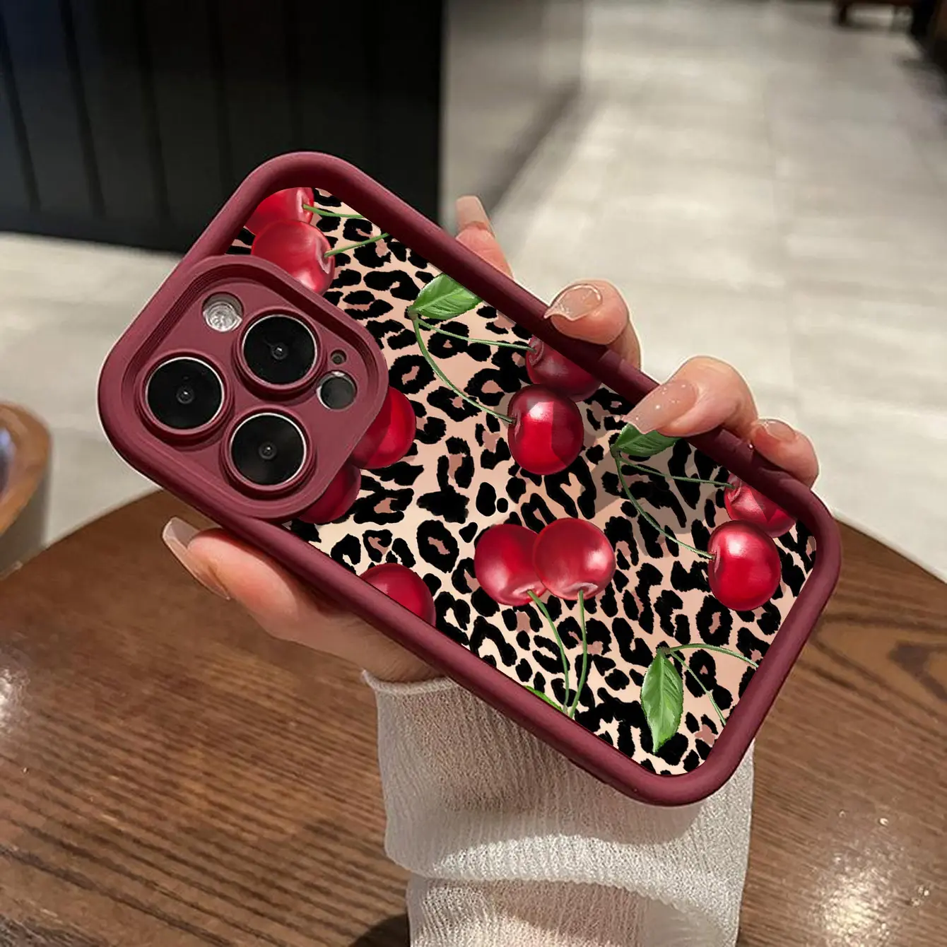 Sexy Leopard Print Cherry Shockproof Protection Phone Case, Thickened  Anti-Drop Cover for iPhone Models, Perfect Gift for Holidays - TikTok Shop