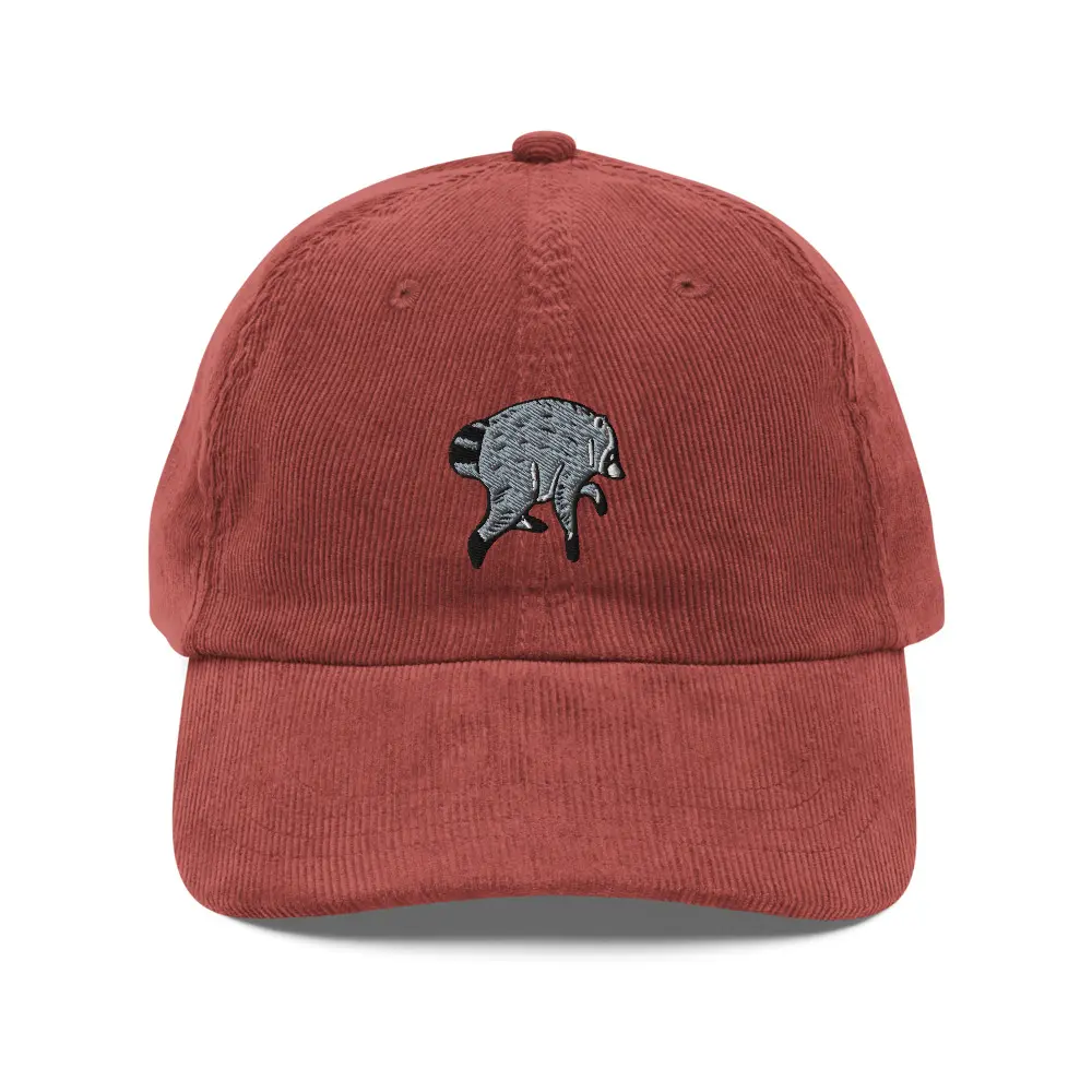 Jimothy Raccoon Hat, Jimothy the Raccoon Embroidered Corduroy Baseball Cap, Seattle Raccoon, Viral Funny Raccoon Jimothy