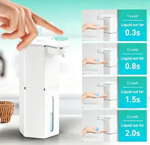 Automatic liquid soap dispenser, 12 oz contactless foaming liquid soap dispenser, USB rechargeable, 4 adjustable levels, waterproof function, kitchen accessory, home essential, handheld wall-mounted liquid soap dispenser