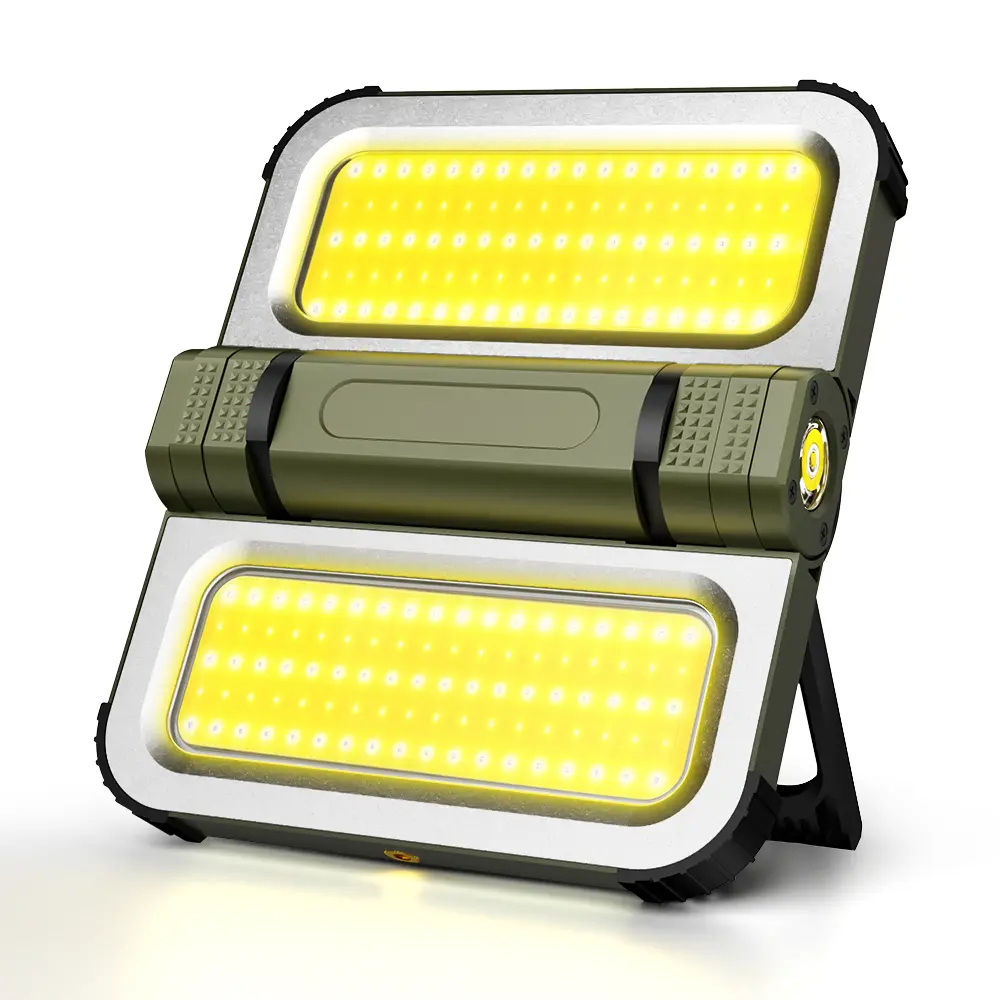 Solar-Rechargeable Work Light/flashlight  with Multiple Lighting Modes – Magnetic, includes hook, waterproof; suitable for auto repair, camping, fishing, BBQ, and hiking exploration BackToSchool