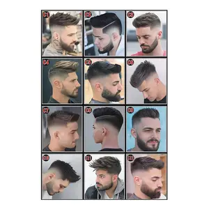1 Piece Modern Men's Hairstyle Canvas Poster, Print, Wall - 30.48x 45.72cm Coated Haircut Chart, with 37 Numbered Hairstyles, Fade-Resistant and Easy-to-Clean Surface, Suitable for Salon, Home or Barbershop Decoration - Contemporary Men's Haircut Guide