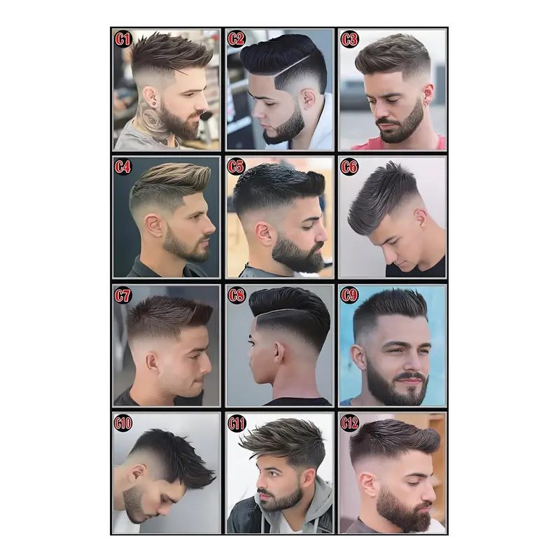 1 Piece Men's Hairstyle Canvas Poster, Minimalist Design, Graphic Prints, Picture Image Prints - 30.48x45.72cm Haircut Chart, 37 Numbered Hairstyles, Fade-Resistant, Easy-to-Clean Surface, Suitable for Salon, Home Decoration - Men's Haircut Guide