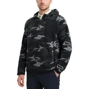 M MAELREG Hoodies for Men Quarter Zip Hooded Pullover Heavyweight Warm Microfleece Golf Polar Fleece Sweatshirt for Men