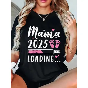 GGOR 100% Cotton Mama 2026 Loading, Expecting Mom, Pregnancy Announcement T-Shirt