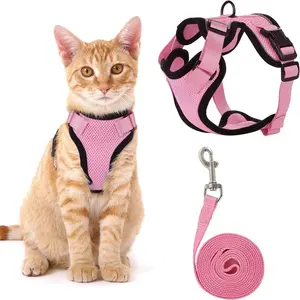 Cat Harness and Leash Set Escape Proof Vest Style Adjustable Reflective Kitten Harness for Walking Soft Mesh Breathable Lightweight Pet Harness for Outdoor Training Safety Control