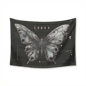 Liquid Metal Chrome Butterfly Tapestry - Y2K Cyberpunk Wall Hanging - Edgy Grunge Room Decor- Gen Z Dorm Room Decor  Clubs, Concerts, Bars, University, Dormitories, Living, Rooms, Bedrooms,  Outdoorfun Decoration accessories home