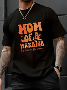 100% Cotton Unisex "Mom of a Warrior" Leukemia Awareness Family Matching T-Shirt – Cozy Cotton, Lounge & Party Wear, Essential Wardrobe Staple