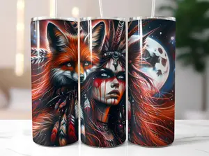 Native American Art Part 1 - 20oz Stainless Steel Tumbler with Leak Proof Lid and Straw - Flasks, Bottles - Drinkware