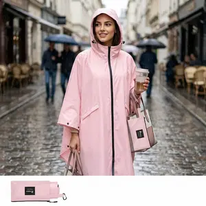 Hooded Rain Poncho for Adults with Pocket and Zipper - Waterproof Lightweight Raincoat for Men and Women, Reusable Emergency Rain Gear Perfect for Outdoor Activities Hiking Camping Travel Commuting Windproof Durable Design