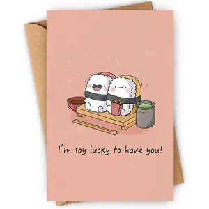 Sushi Themed Birthday Card, 1/3/5 Counts Funny Birthday Card with    Envelope, Perfect Gift for Family, Friends, Colleagues, Besties Sisters