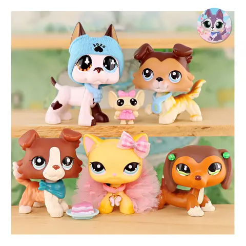 Miniature Figures Shorthair Cat Dachshund Great Dane Collie Dog Toys For minilpsshop Collection Kids Xmas Gift