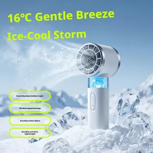 Polar Vortex Ice-Core Handheld Fan 10000RPM Turbo 6m/s Wind 2000mAh LED Display Ultra Quiet 3-Speed USB-C Pocket Cooling Fan