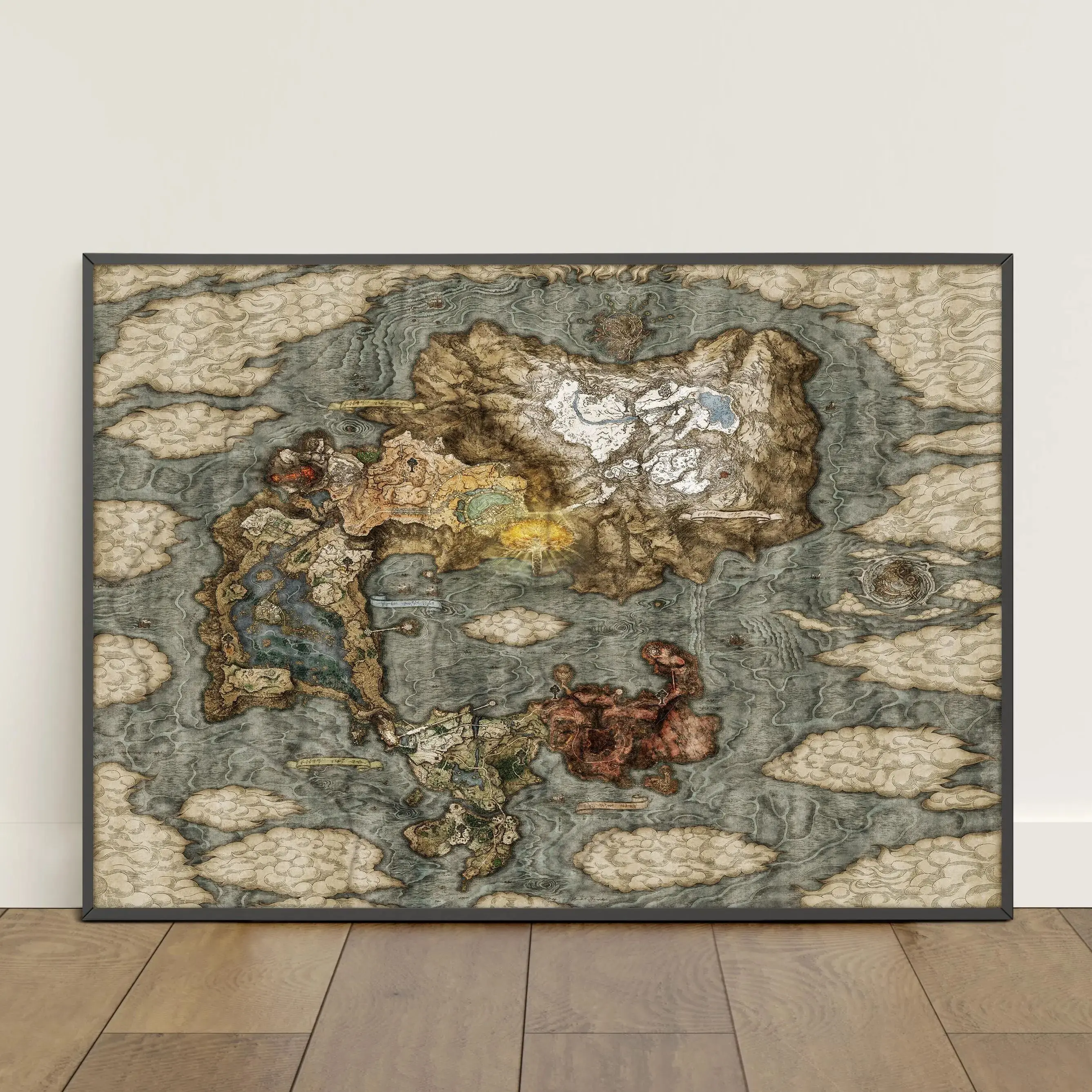 Elden Ring Map Poster - The Lands Between Wall Art - Game Print