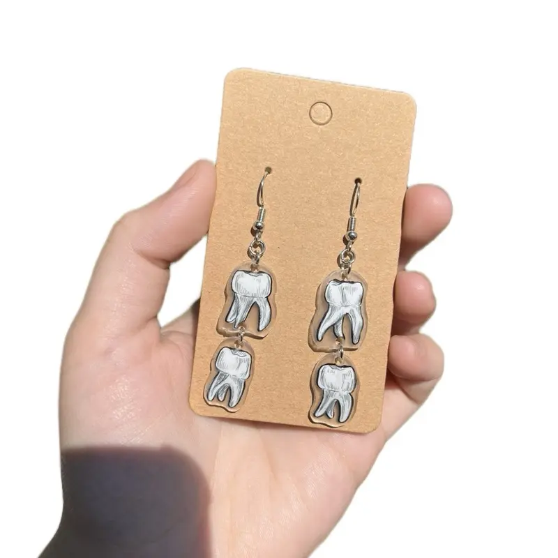 Teeth Shrinky Dink Handmade Drop Dangle Earrings - Choose from Two Sizes daily wear