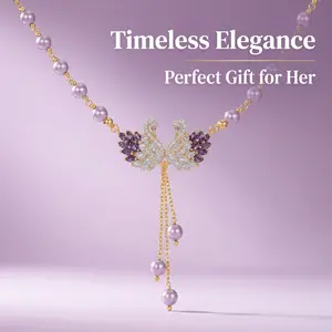 Stylish and eye-catching accessories at special prices: a luxurious purple swan necklace with a simple yet elegant pendant, perfect for pairing with a cheongsam; a clavicle chain.