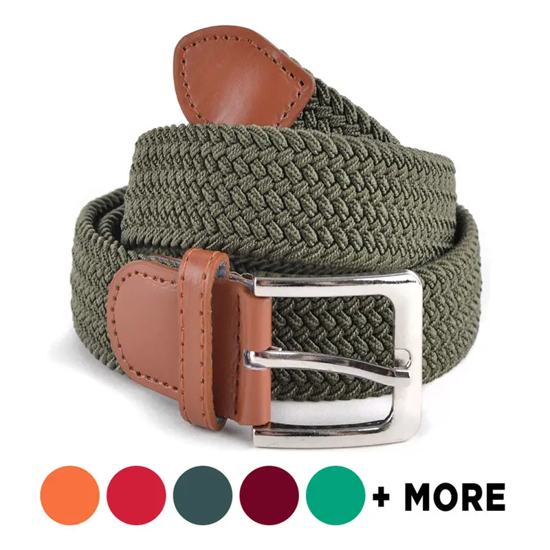 Men's 1.3 in Stretch Braided Woven Elastic Waist Belt - Adjustable Buckle, Durable Polyester Blend Strap, Versatile Cord Style, Custom Cut-Fit, Comfortable Extra-Large Size for Casual & Formal Wear, Size M, 1.3 Inch