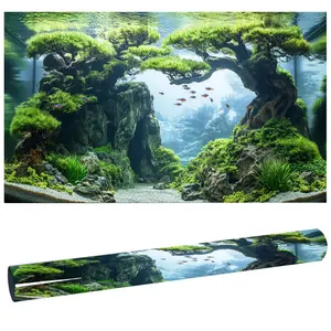 A high-definition printing, three-dimensional design, simulation of natural waters, coral reef underwater world, tropical rain forest, rock cliffs, deep sea blue, river ecological theme background painting, PVC material directly attached to the outside of