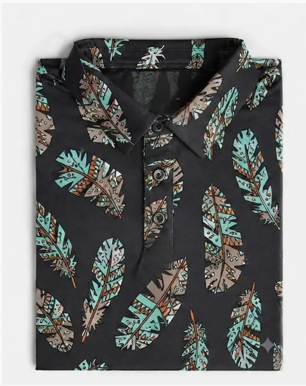 Vexil Brand - Polo - Feathers - Black, Polo 3D Golf, Style Polo 3D, Style Play Golf Shirt