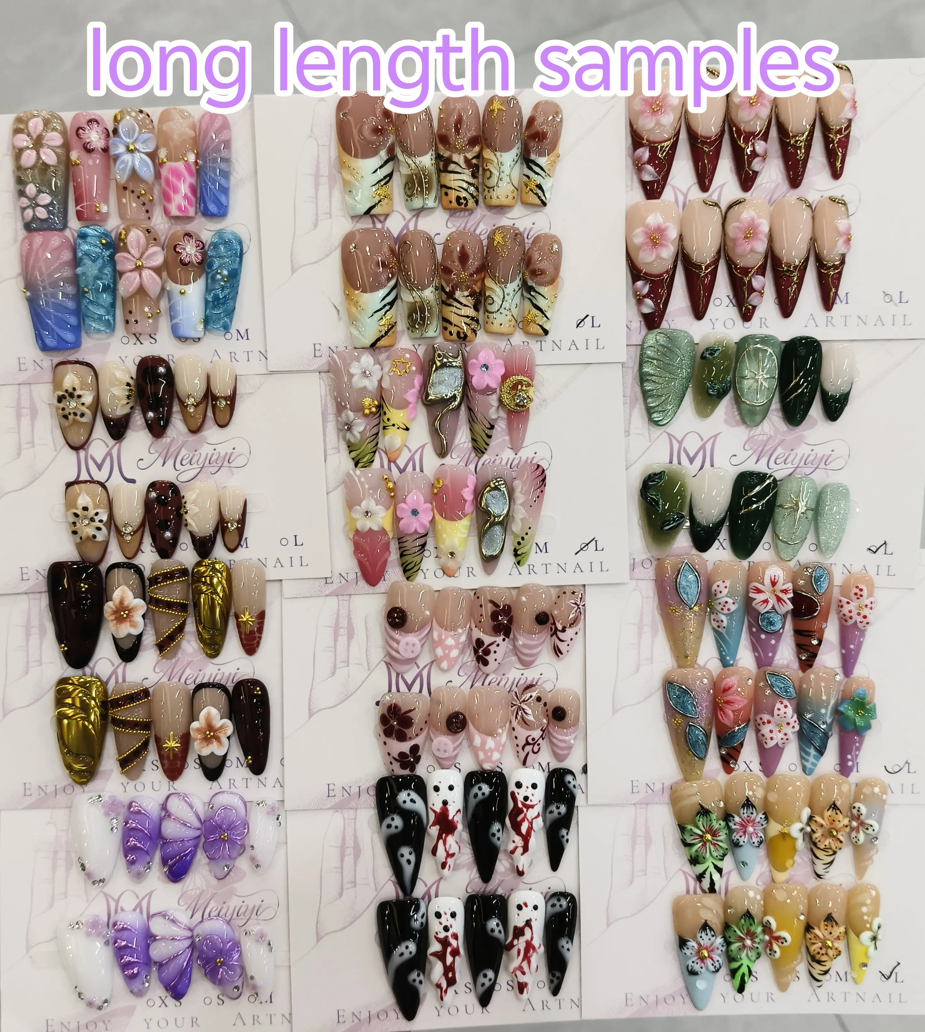 Mona(20698)gc.$30-7 sets handmade premium style nails random styles