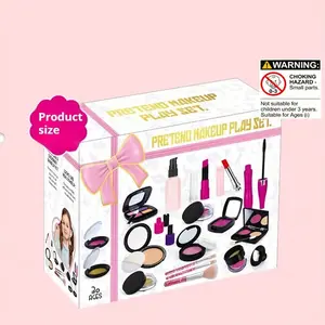 Kids Makeup Toy Set, Pretend Play Set, Realistic Cosmetic Playset, Non-Toxic Lipstick Nail Polish Props, Christmas Gift Box for Girls, Daughter