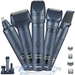 Beard Trimmer and Clippers Set for Men, 5-in-1 Electric Razors Shaving Kit, Precise Dial Adjustable 20 Settings - Comfort Body Nose Ear Mustache Hair Trimmer IPX7 Waterprof Wet and Dry with USB-C Charging Dock