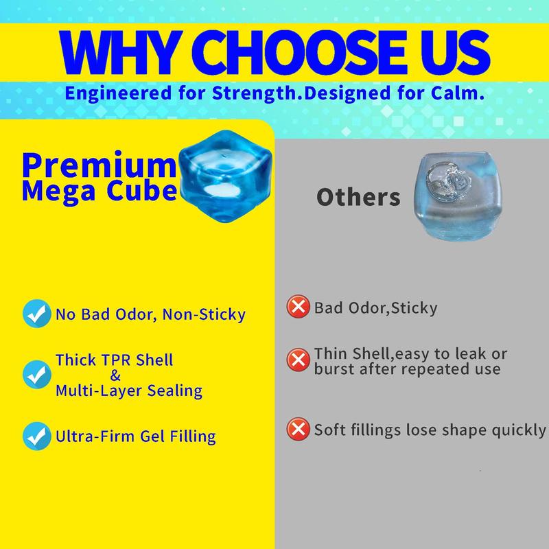 Nice Stress Cube - Ice Cube Stress Ball for Adults Stress Relief | Sensory Fidget Toy with Super Solid Squish