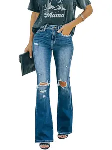 Vintage Bell Bottoms Flare Jeans for Women 90s High WaistRipped Distressed Wide Leg High Rise Denim Pants AllSeasons Casual