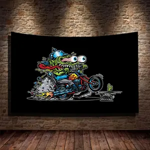 2D Flat, 2D Flat Banner, 1pc, Rat Monster Flag Banner, Decorative Tapestry,  - Heavy-Duty Bar Decor Flag, Suitable for Man Caves, Garages, Parties - No Electricity Needed, Four-Hole Hanging