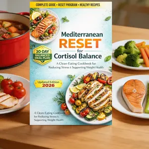 Nutritionist Approved Mediterranean Cortisol Detox Diet Plan, 4-Week Program for Stress Relief, Hormone Balance, Better Sleep, Weight Loss Support