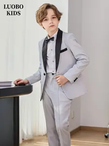 【LUOBOKIDS】Boy's Formal Slim-Fit Performance Outfit, Shiny & Comfortable, Suitable for Multiple Occasions (Piano/Violin/Birthday Party/Christmas) – Without Shirt--24219