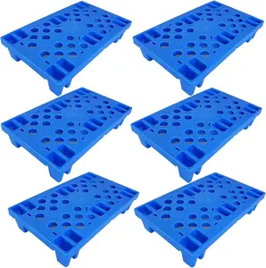 Plastic Pallet, 6pcs Lightweight Nestable Blue Polyethylene Pallets, Mini Moisture-Proof Floor Pallet, for Restaurant Kitchens Shops Supermarket Basement Storage Warehouse L 19.6" x W 11.8"x H 3.9"