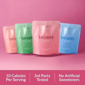 Beam Glow, 60 Serving Women's Daily Superpowder - Supports Metabolism, Immunity, Stronger Hair & Nails with Vitamins B6, B12, D & Selenium - 4-Flavor Exclusive Pack - 10 Calories Per Serving (60 Servings)