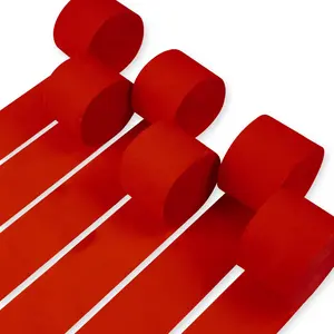 PartyWoo Thicker Red Crepe Paper Streamers, 6 Rolls (1.8 in x 82ft Roll) 492ft Pack, Festive Decor for Graduation, Wedding, Birthday Parties (Red-01)
