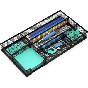 Desk Drawer Organizer, Small Metal Mesh Drawer Organizer Tray, Office Pencil Drawer Organizer Accessories for Desktop, Bathroom, Kitchen, Makeup, Vanity