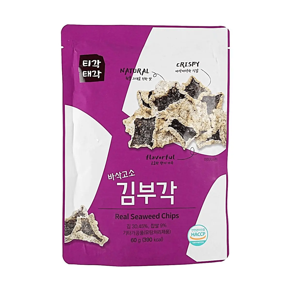 Tigaktaegak Korean Crispy Roasted Seaweed Snacks - Original Flavor, 60g - Savory Nori Chips for Snacking