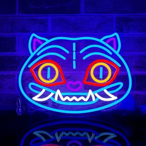 Demon Hunters Derpy Tiger Neon Sign, USB-powered dimmable LED neon light, perfect for children's birthdays, Halloween, and Christmas. Fun wall art neon light decoration, suitable for bedrooms, living rooms, game rooms, bars, parties, Neon Accent Lights