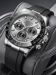 Men's Classic Business Analog Quartz Watch, Durable Watch, Round Bezel, Waterproof Commuter Wristwatch, Three-Eye Timer, Ideal Gift for Husband Boyfriend